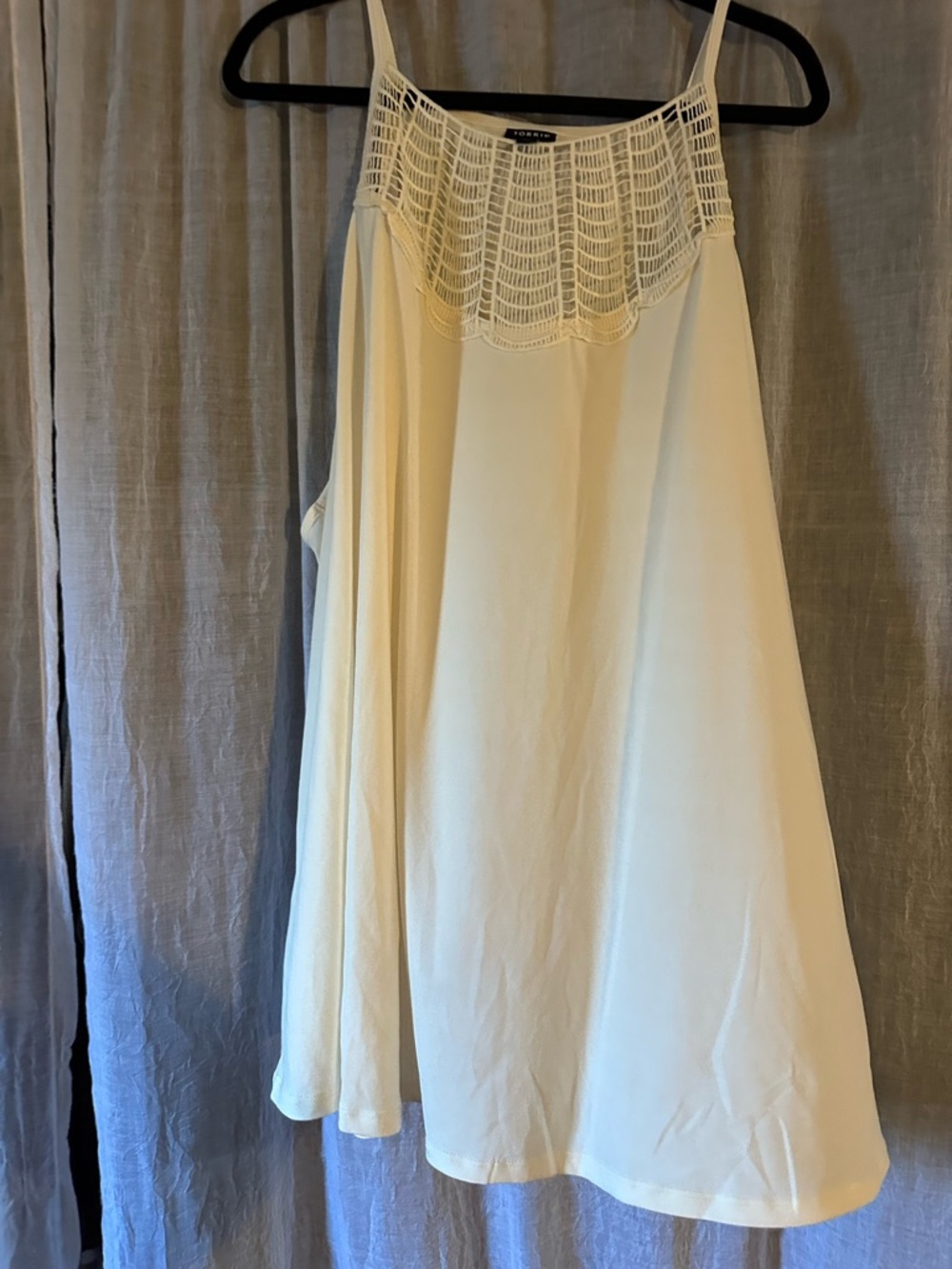 torrid Cream Crochet Yoke Swing Tank